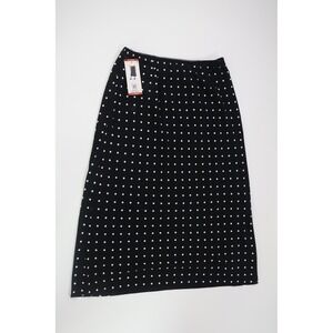 Aeropostale Slip Skirt Polka Dot XL Black White Midi Elastic Waist Casual NEW